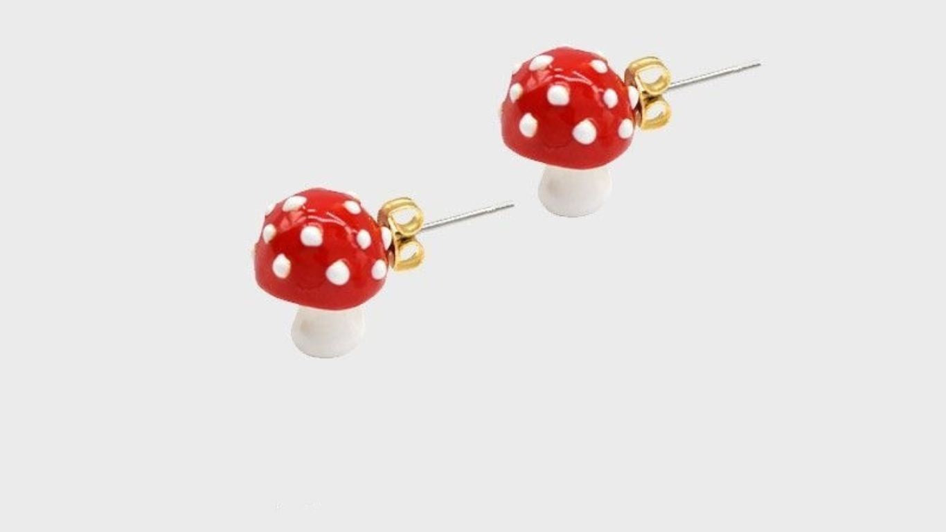 mushroom dangle vs mushroom stud earrings