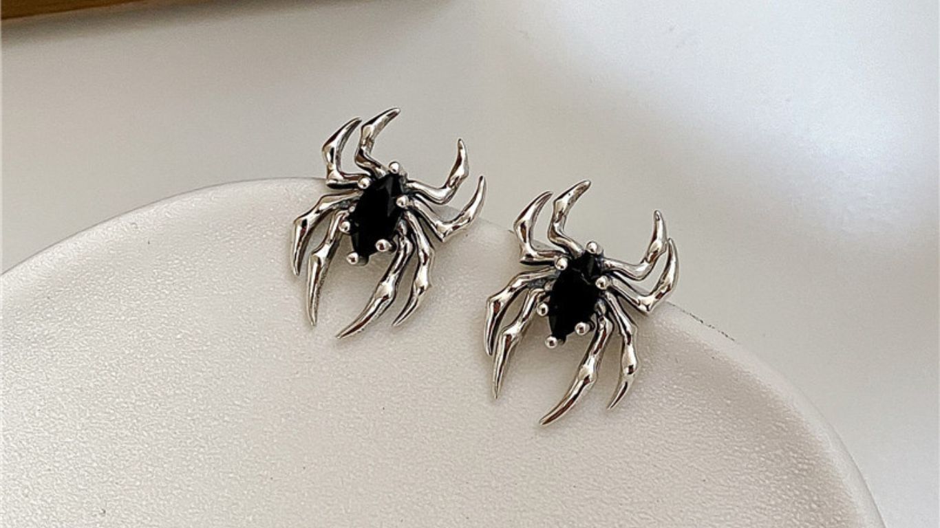 sterling silver spider earrings