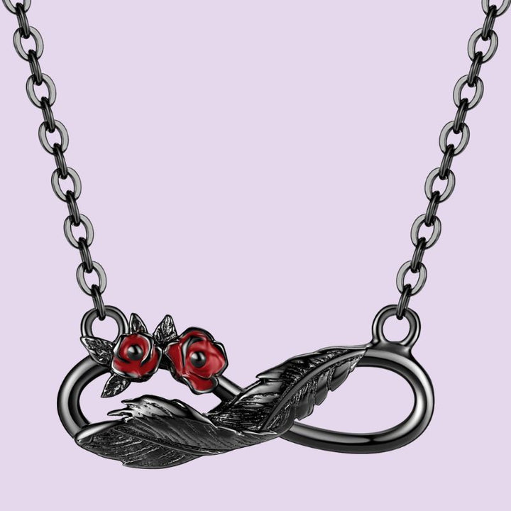 Black Rose Feather Necklace