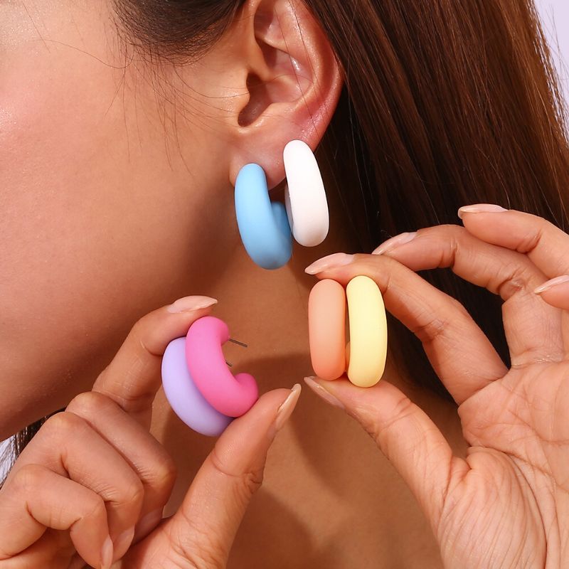 Colored Open Hoop Earrings