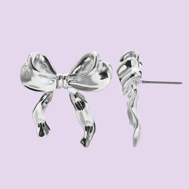 Crinkled Bow Stud Earrings