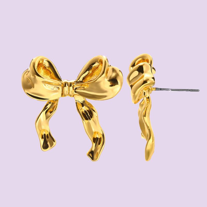 Crinkled Bow Stud Earrings