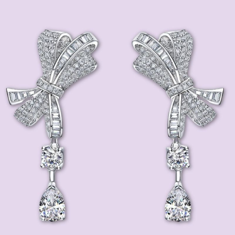 crystal bow earrings