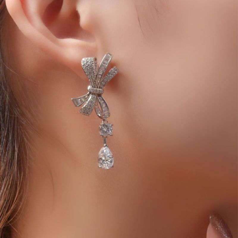 crystal bow earrings