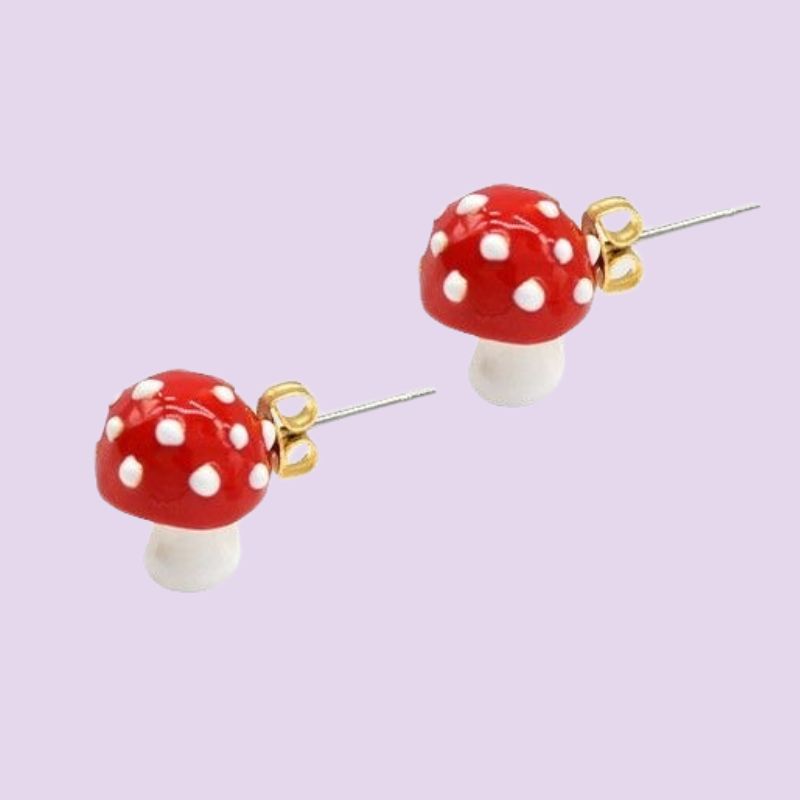 cute mushroom stud earrings