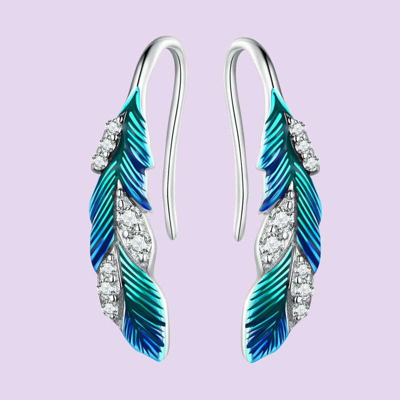 feather earrings and ring