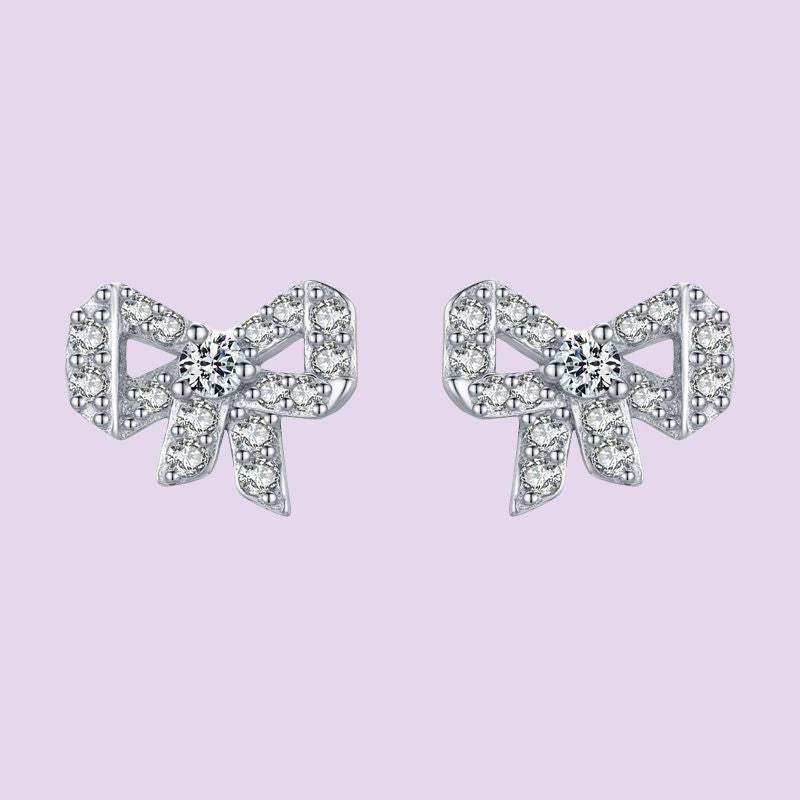 Diamond Bow Stud Earrings