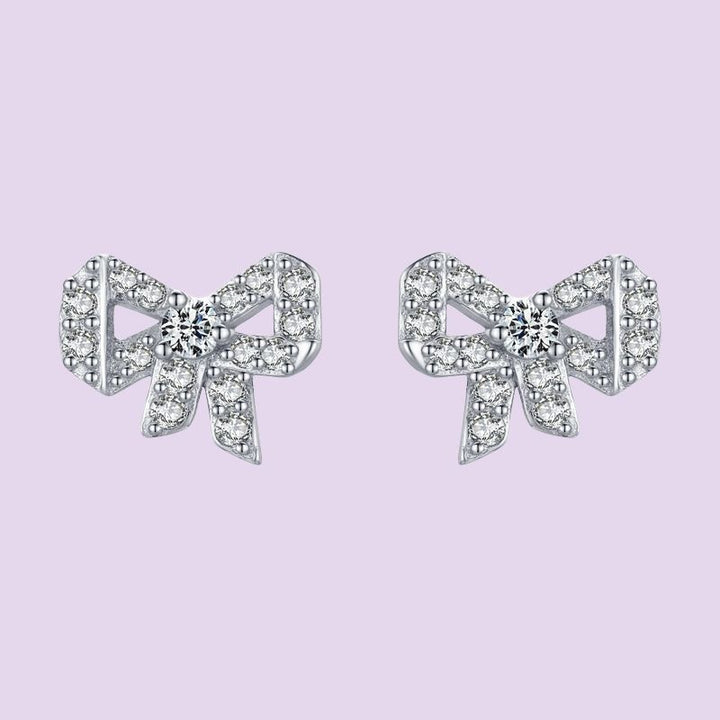 Diamond Bow Stud Earrings