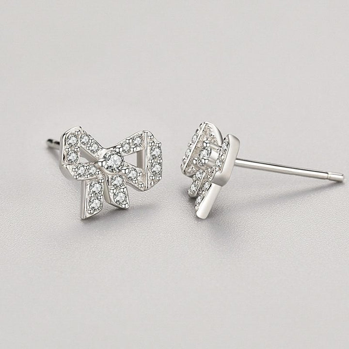 Diamond Bow Stud Earrings