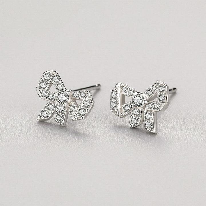 Diamond Bow Stud Earrings