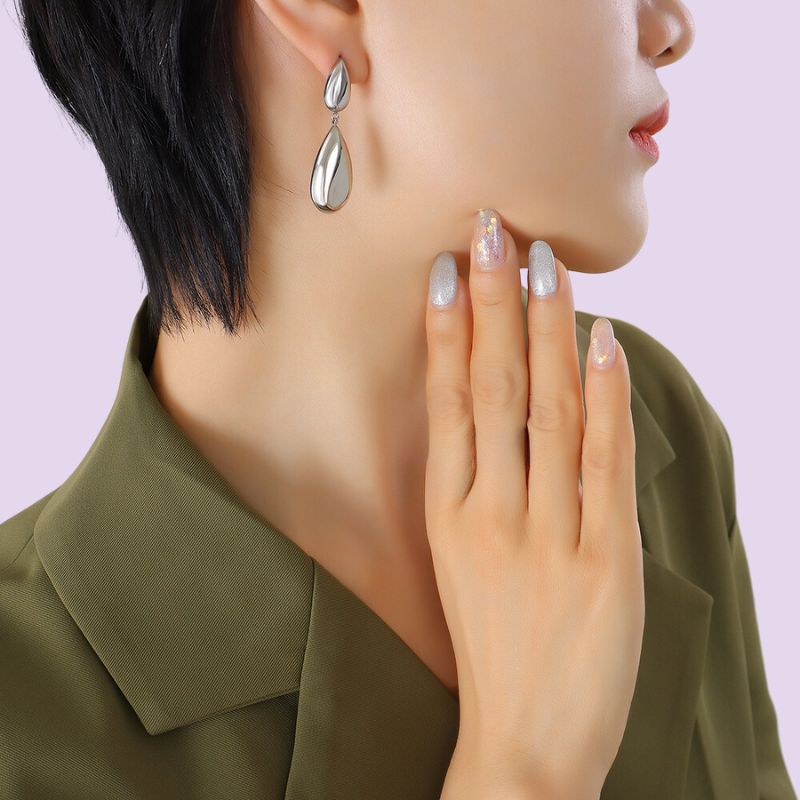  Stitching Drop Pendant Earrings
