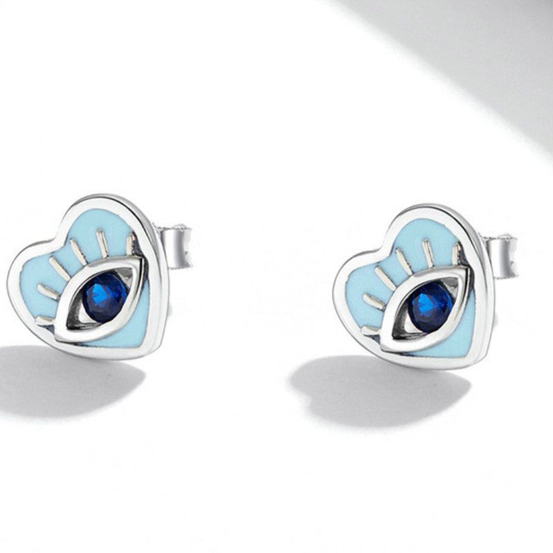 Evil Eye Heart Earrings