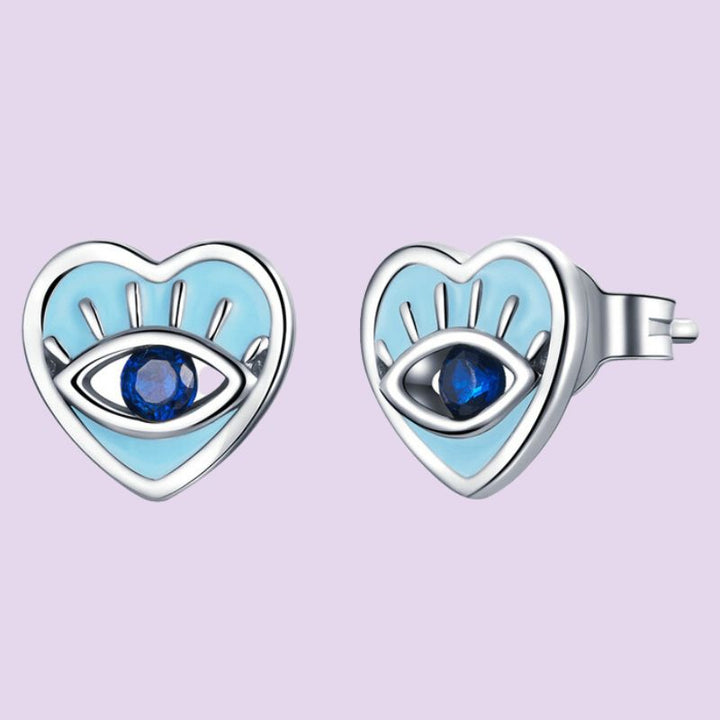 Evil Eye Heart Earrings