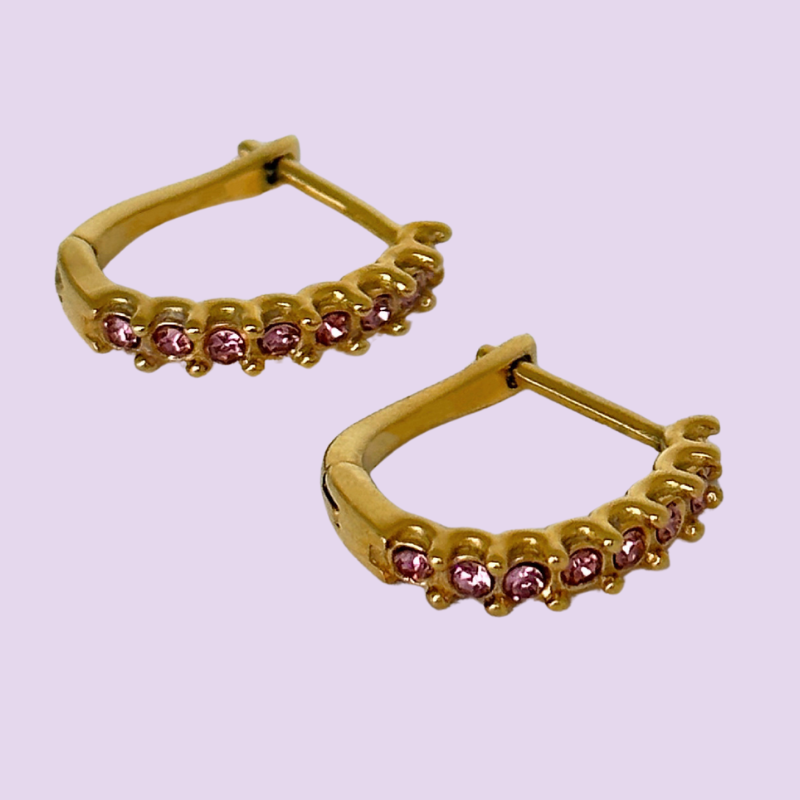 Exquisite Colored CZ Diamond Hoop Earrings