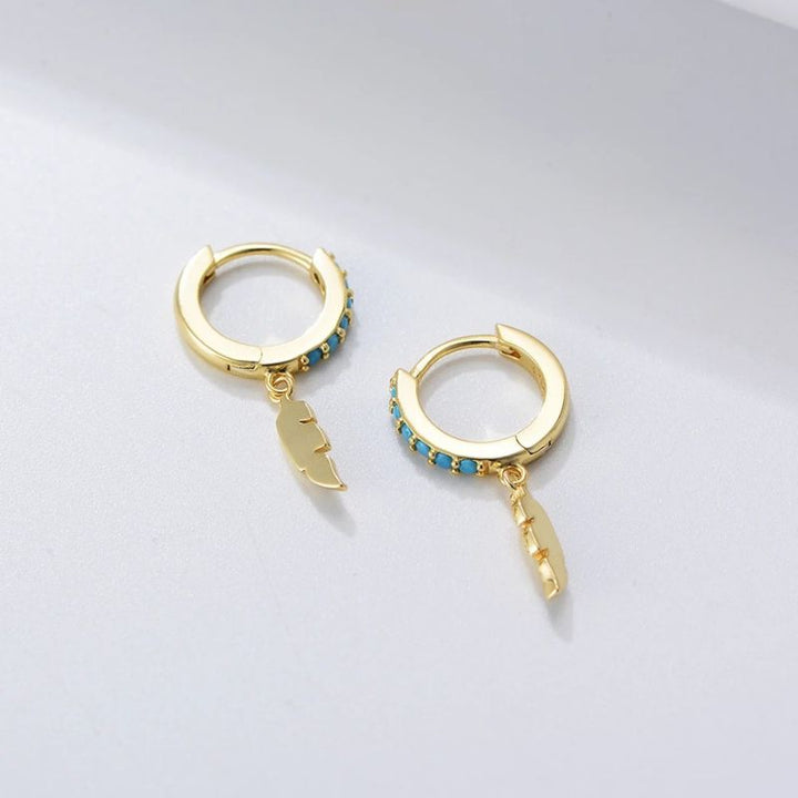 Turquoise Feather Dangle Earrings