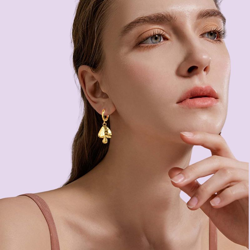 fly agaric gold mushroom earrings