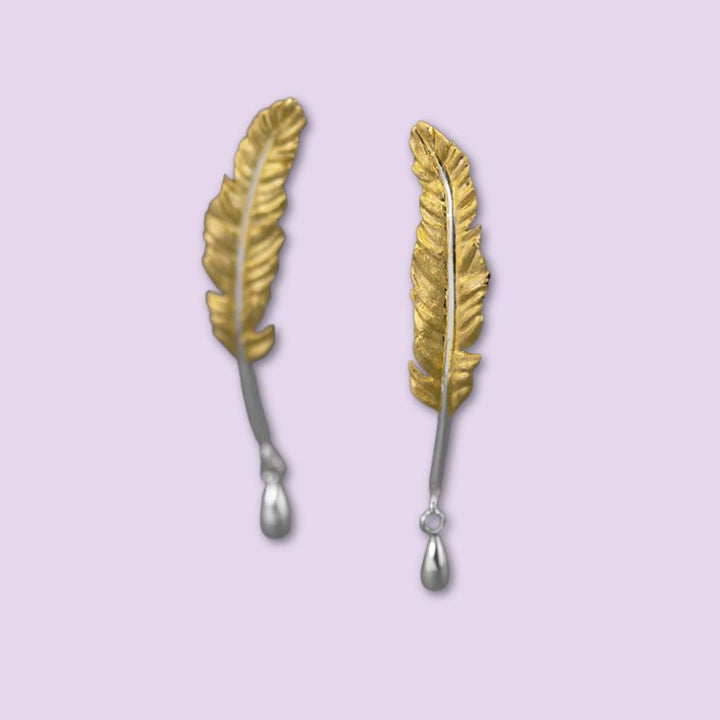 gold feather earrings