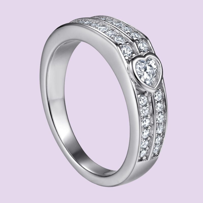 Heart Diamond Row Engagement Ring