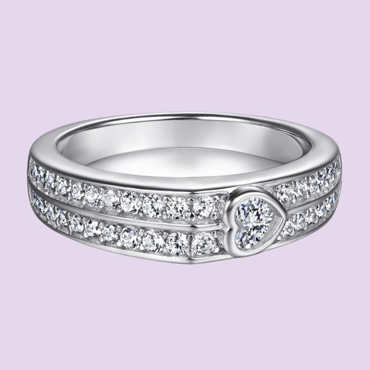 Heart Diamond Row Engagement Ring