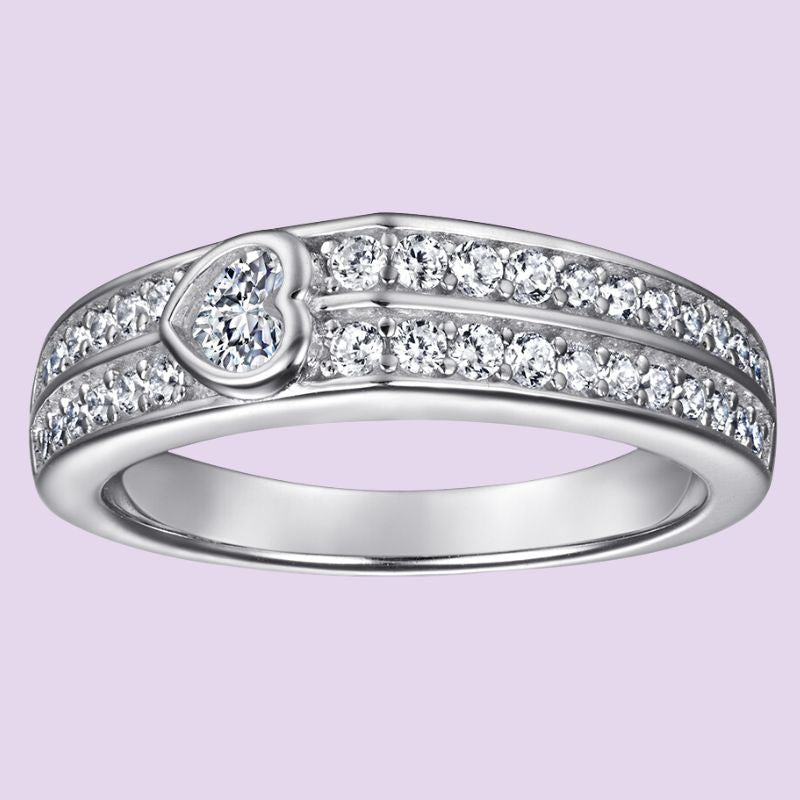 Heart Diamond Row Engagement Ring