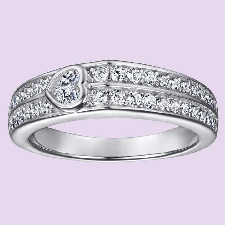 Heart Diamond Row Engagement Ring