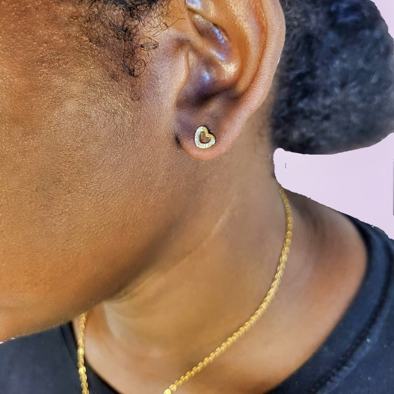 hollow heart stud earrings