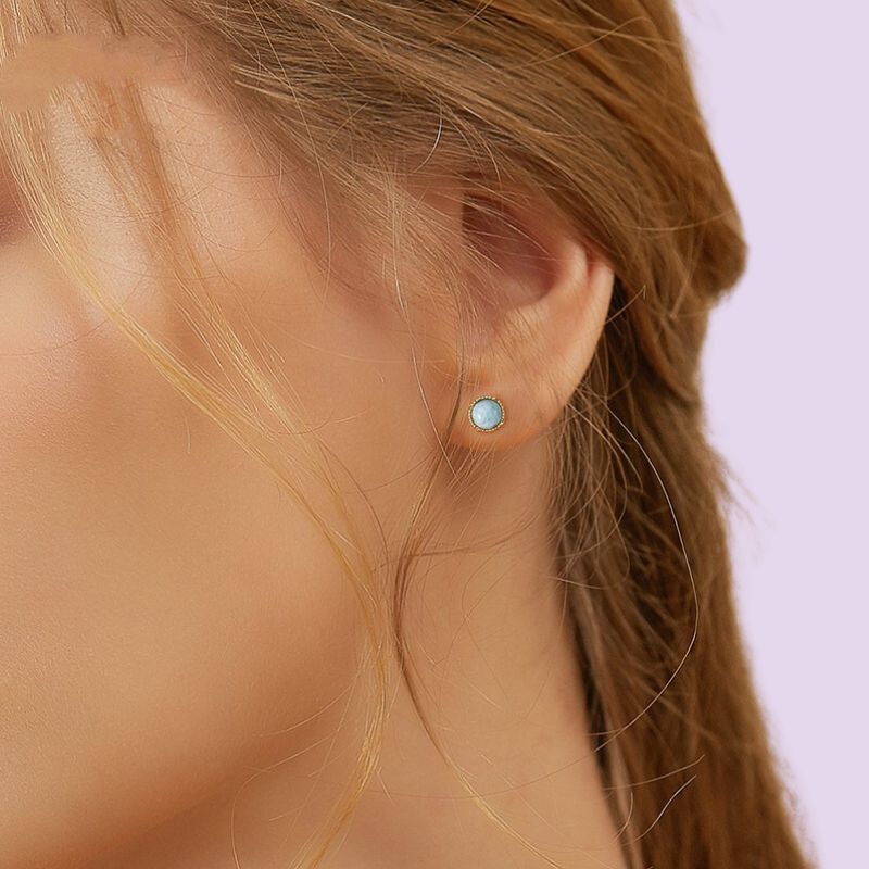 Light Blue Stone Stud Earrings