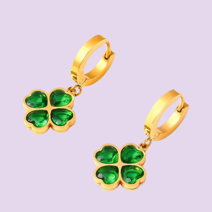 Lucky Green Clover Leaf Jewelry Set