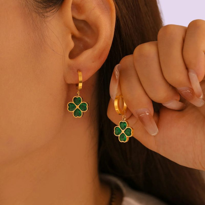 Lucky Green Clover Leaf Jewelry Set