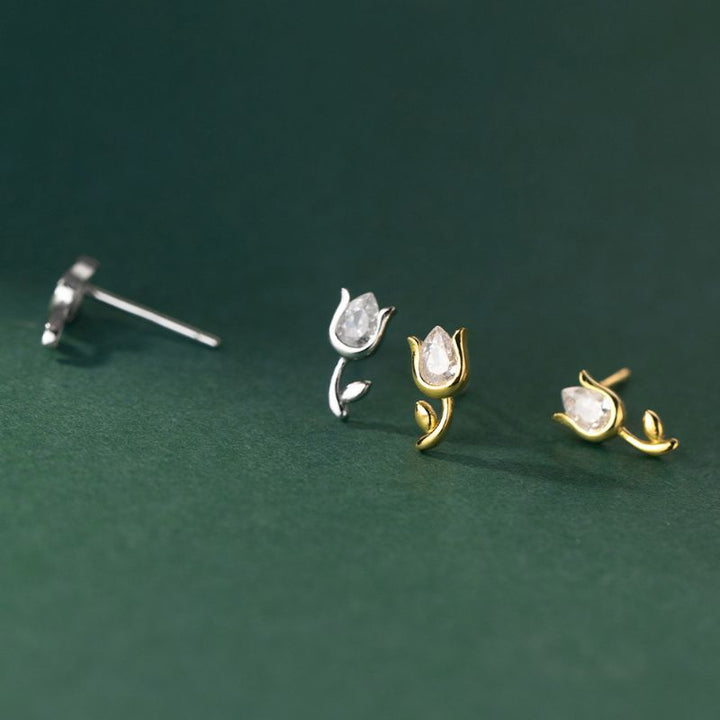 Mini Tulip Flower Stud Earrings