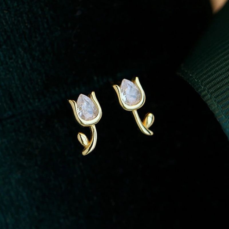 Mini Tulip Flower Stud Earrings