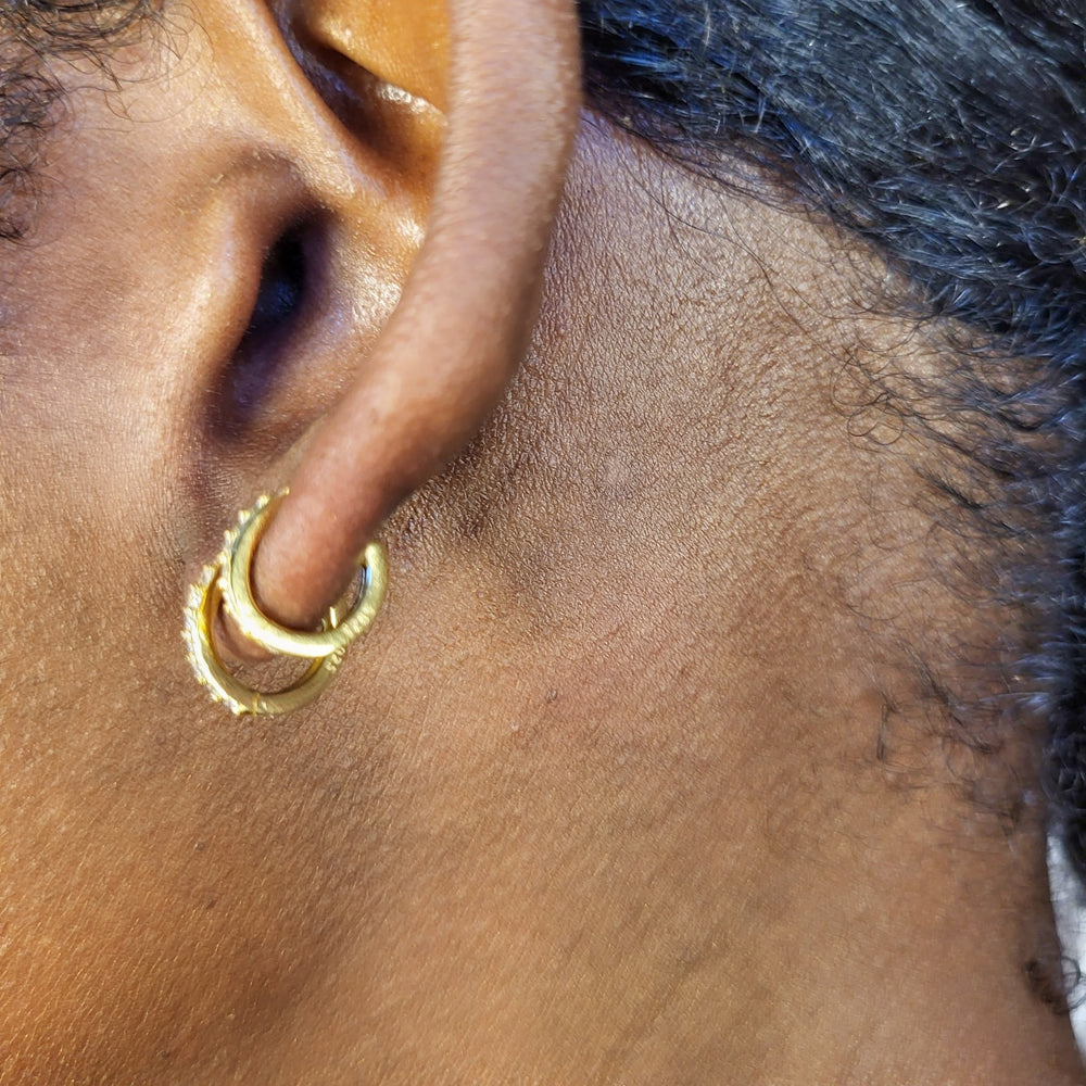 studded huggie hoop earrings