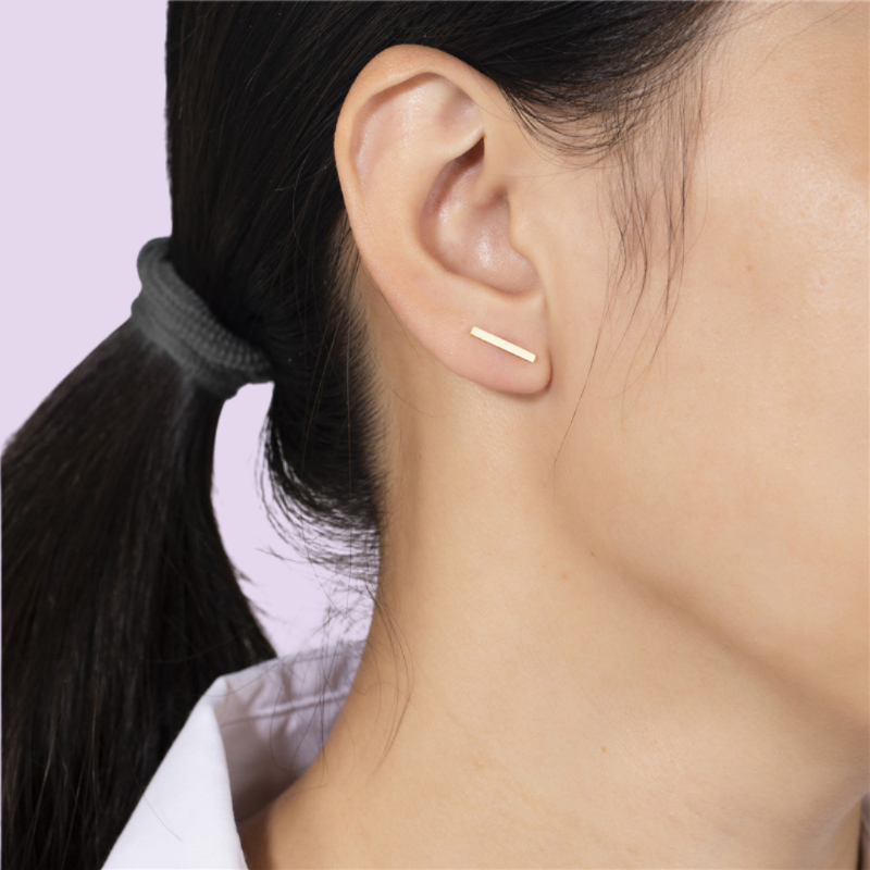 Modern Rectangular Titanium Bar Earrings