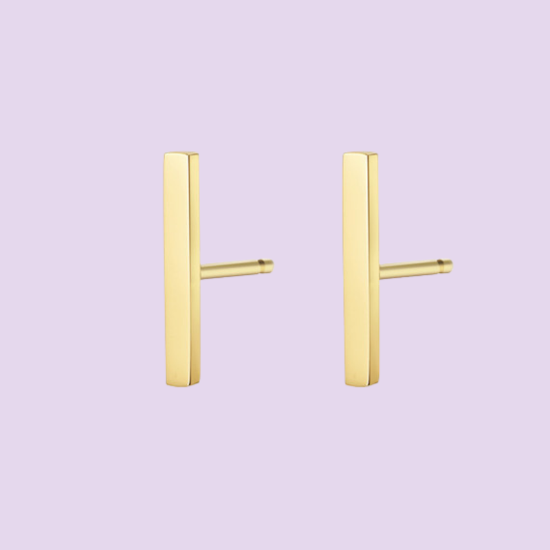 Modern Rectangular Titanium Bar Earrings