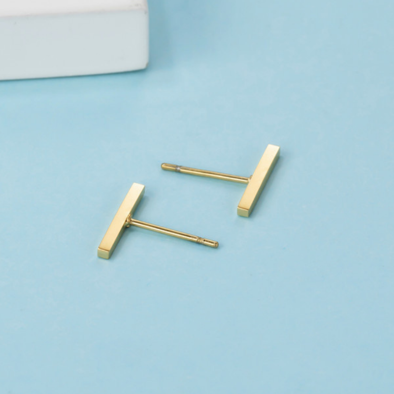 Modern Rectangular Titanium Bar Earrings