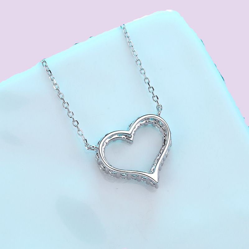 sterling silver Moisannite Heart Pendant Necklace