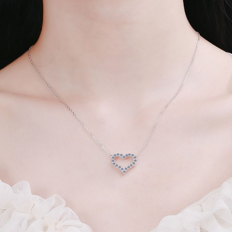 sterling silver Moisannite Heart Pendant Necklace