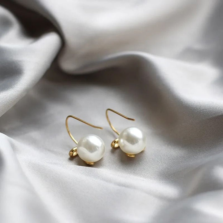 Pearl Bow Hook Earrings