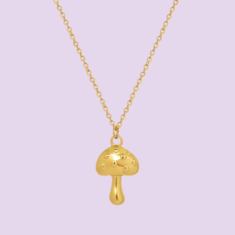 simple gold mushroom pendant necklace