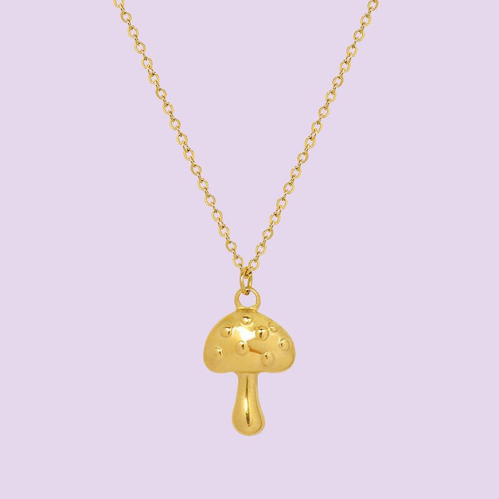 simple gold mushroom pendant necklace