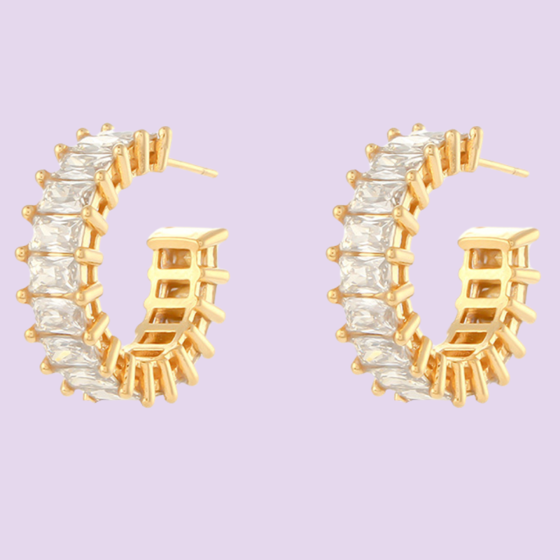 Sparkling CZ Diamond Hoop Earrings