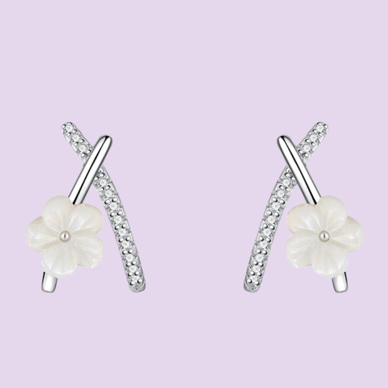 White Flower X-Earrings