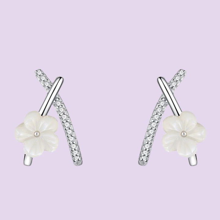 White Flower X-Earrings