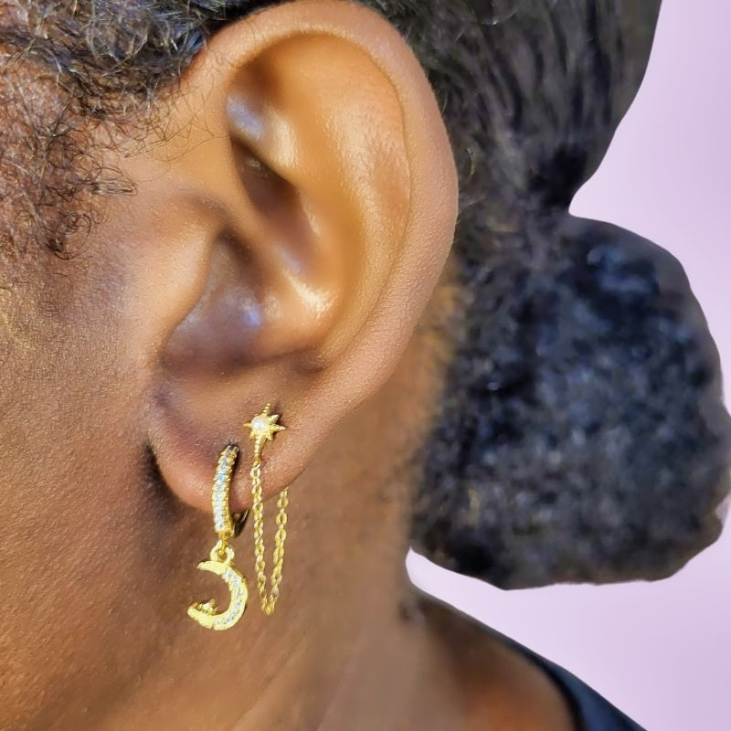 triple heart stud earrings