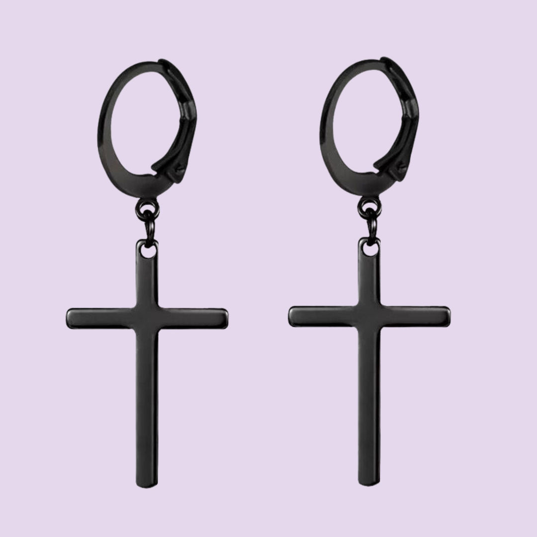 black cross earrings