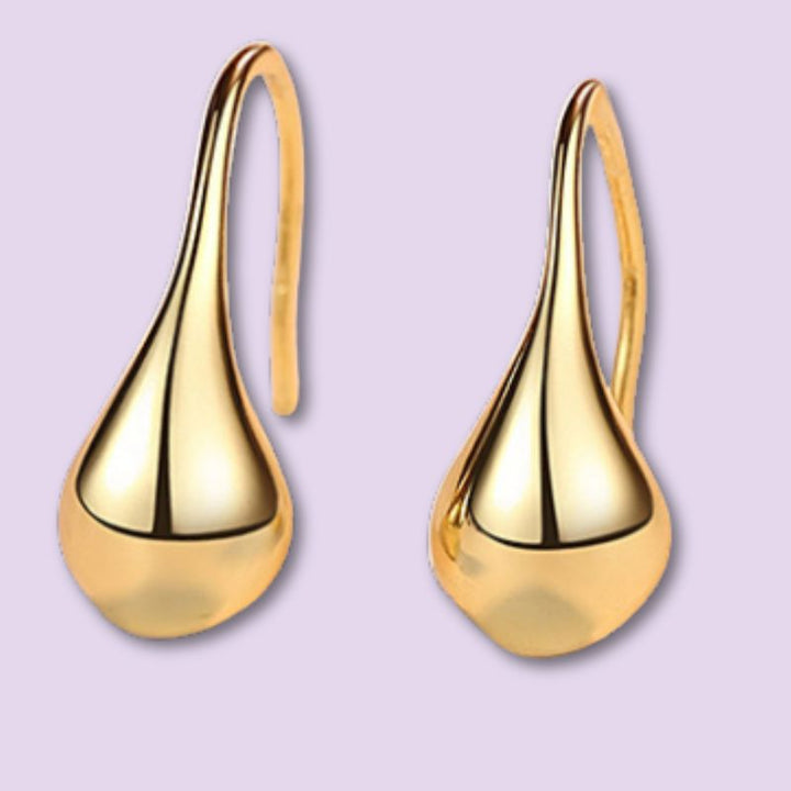 gold water drop earrings