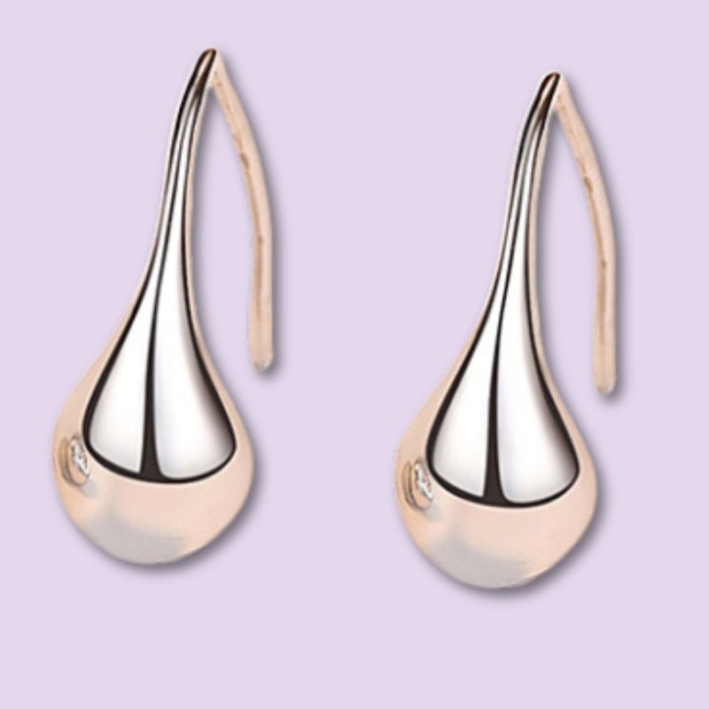 silver water drop earrings