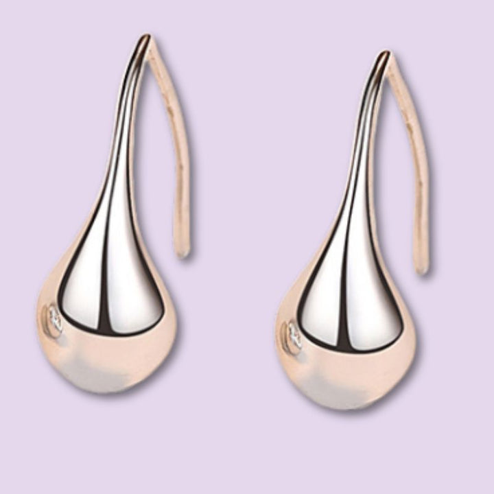 silver water drop earrings